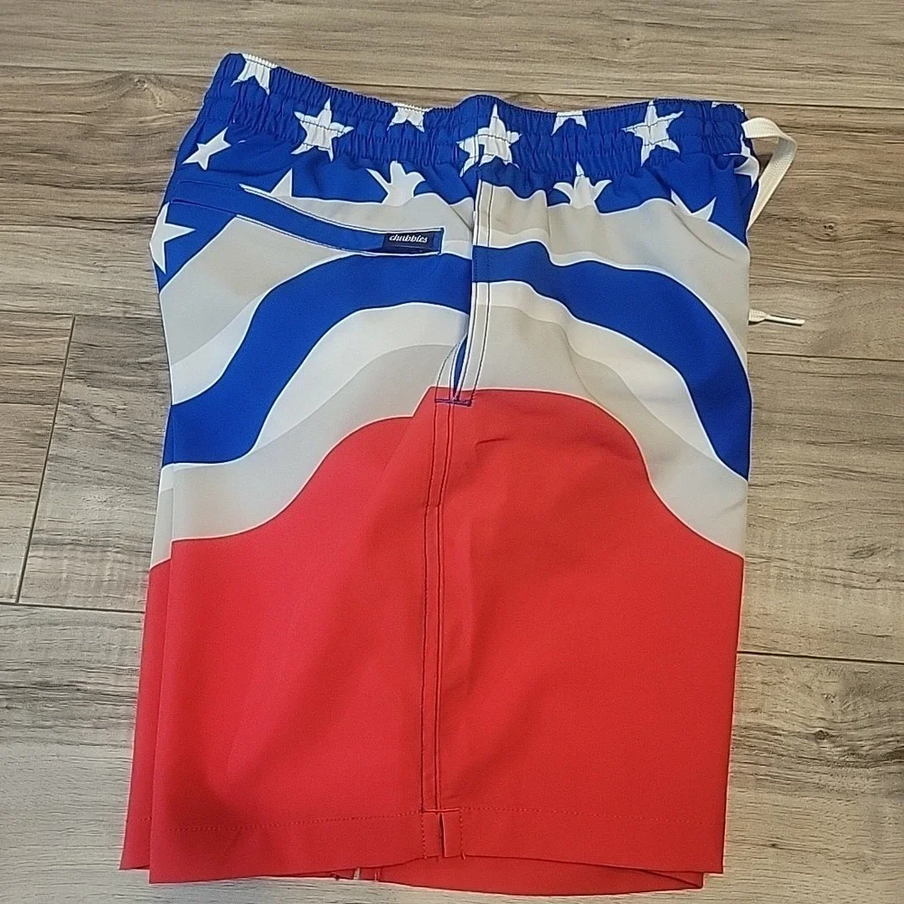 Chubbies Swim Trunks Mens XSM Red White Blue American Flag Mesh Lining NEW $69.5